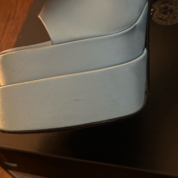 Used Once Versace Blue Medusa Aevitas Platform Heeled Sandals Size 37 - Picture 10 of 16